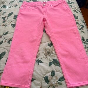 No Boundaries Pink Straight Leg Juniors Capri Jeans